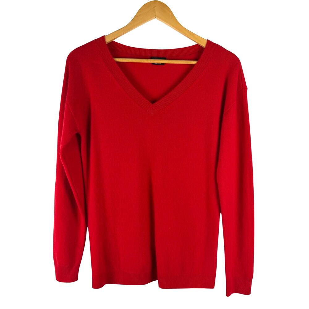 Talbots Red V neckline 100% Cashmere Sweater Women's Medium Classic Parisian